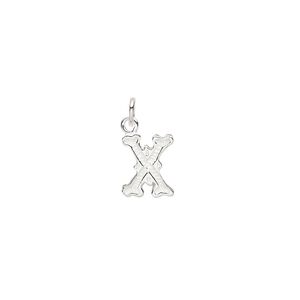 Charm, sterling silver, 9x7mm fancy block alphabet letter "X." Sold individually.