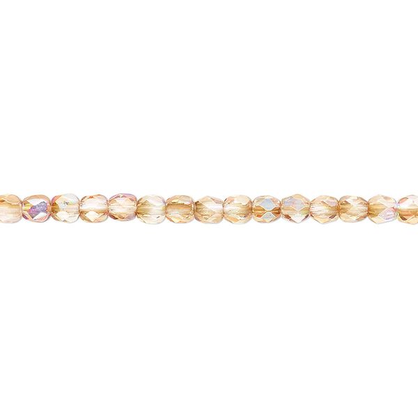 Bead, Czech fire-polished glass, clear celsian AB, 3mm faceted round. Sold per 15-1/2" to 16" strand. image number 0