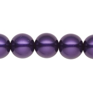 Pearl 1pk purple, Celestial Crystal® 12mm round 15.5-16 inch
