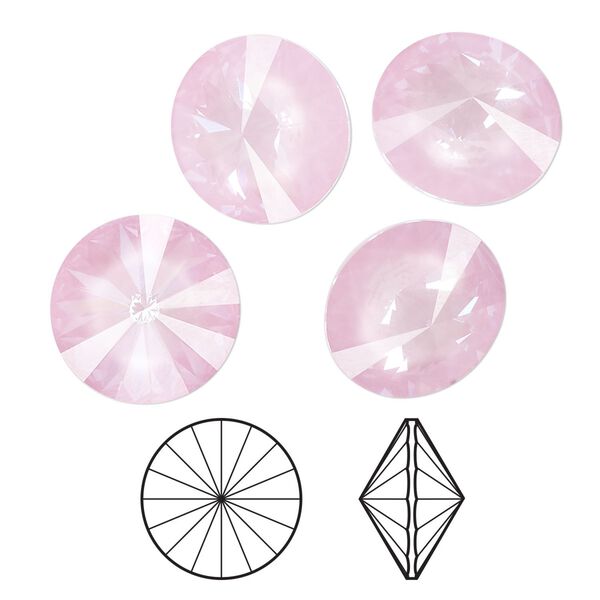 Chaton 144pk crystal soft rose ignite, Swarovski® 14mm rivoli 1122 image number 0