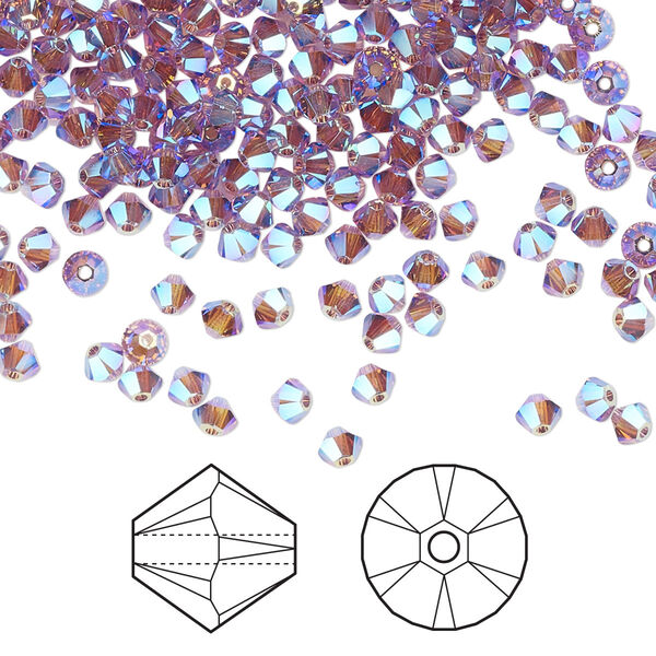 Bead 1440pk iris AB 2X, Swarovski® 3mm XILION bicone 5328 image number 0