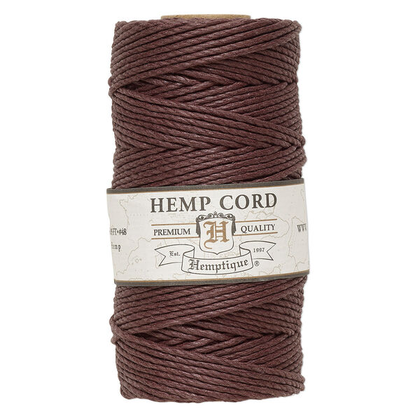Cord, Hemptique®, polished hemp, dark brown, 1.8mm diameter, 48-pound test. Sold per 205-foot spool. image number 0