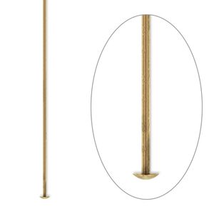 Head pin, antique gold-plated brass, 2 inches, 21 gauge. Sold per pkg of 1,000.