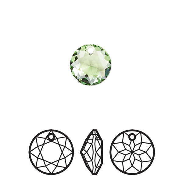 Drop 2pk peridot, Crystal Passions® 10mm pendant classic cut 6430 image number 0