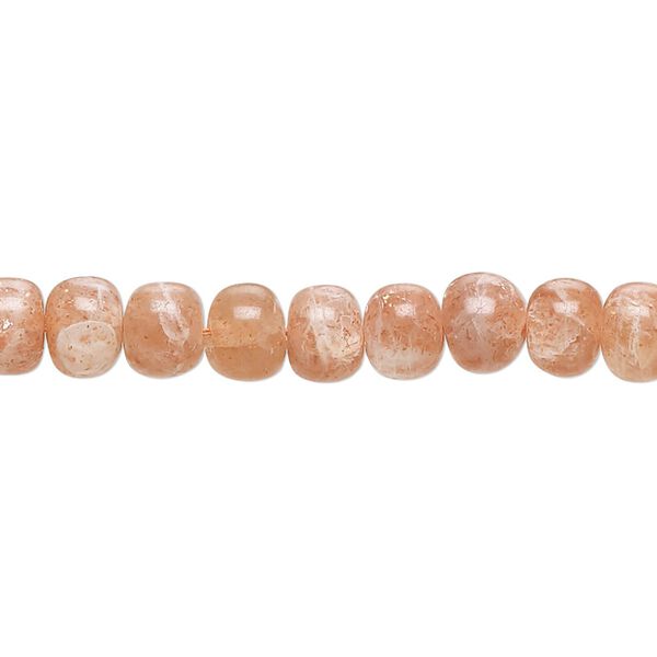 Sunstone 1pkg1, hand-cut rondelle bead natural 14 inch 6x4mm-8x6mm image number 0