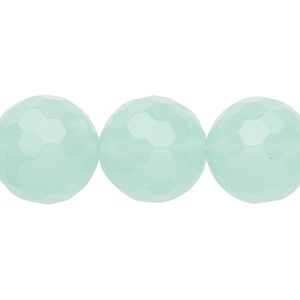 Bead, glass, sea foam, 16mm faceted round. Sold per 15-1/2" to 16" strand.