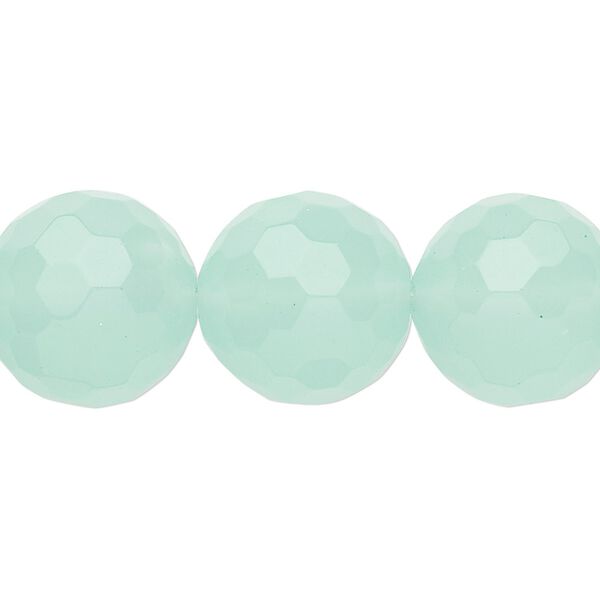 Bead, glass, sea foam, 16mm faceted round. Sold per 15-1/2" to 16" strand. image number 0
