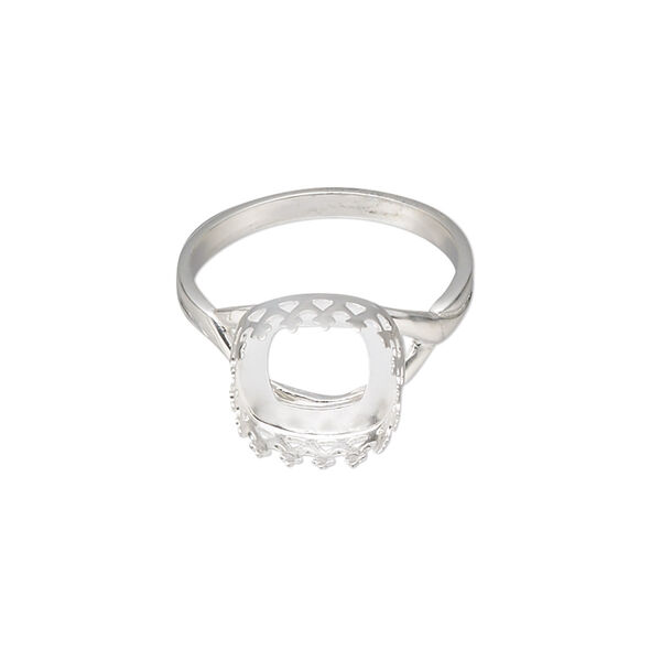 Ring, Almost Instant Jewelry®, sterling silver, 11mm square with 10mm cushion bezel setting, size 7. Sold individually. image number 0