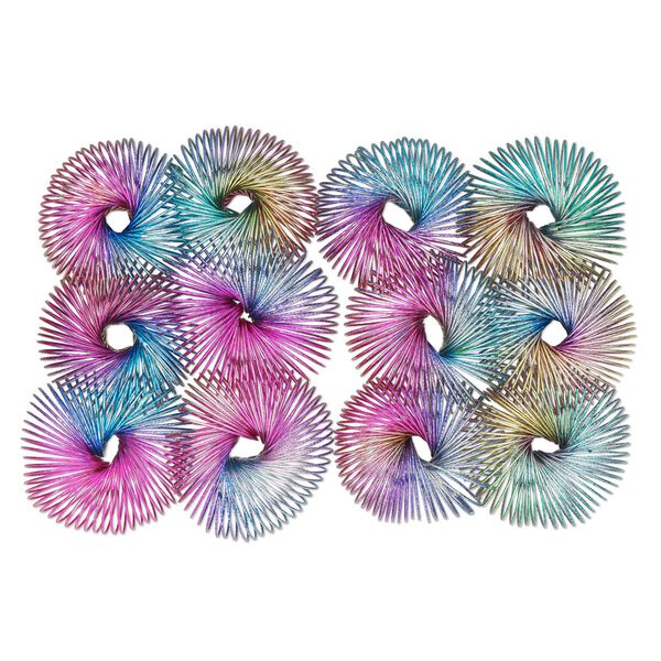 Bracelet mix, stretch, steel, variegated rainbow, spiral, up to 10 inches. Sold per pkg of 12. image number 0