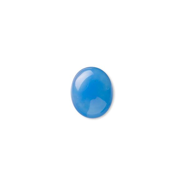 Cabochon, blue agate (dyed), 12x10mm calibrated oval, B- grade, Mohs hardness 6-1/2 to 7. Sold per pkg of 6. image number 0