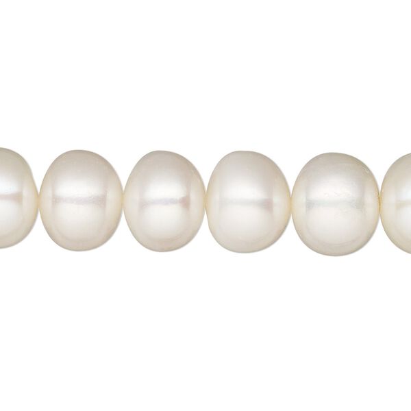 Pearl, White Lotus™, cultured freshwater (bleached), white, 10-11mm button, C grade, Mohs hardness 2-1/2 to 4. Sold per 15-1/2" to 16" strand. image number 0