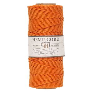 Cord, Hemptique®, polished hemp, orange, 1mm diameter, 20-pound test. Sold per 205-foot spool.