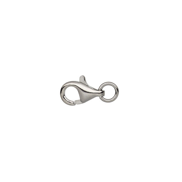 Clasp, lobster claw, gunmetal-plated brass, 9x6mm with jump ring. Sold per pkg of 10. image number 0