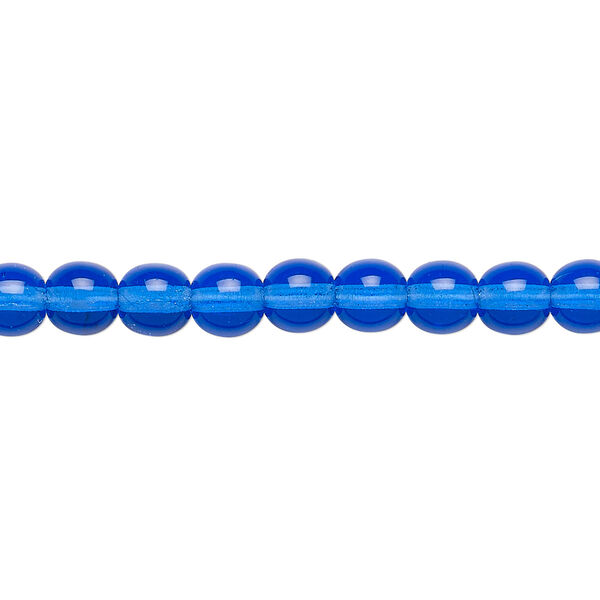Bead, Czech glass druk, transparent light cobalt, 6mm round. Sold per 15-1/2" to 16" strand. image number 0