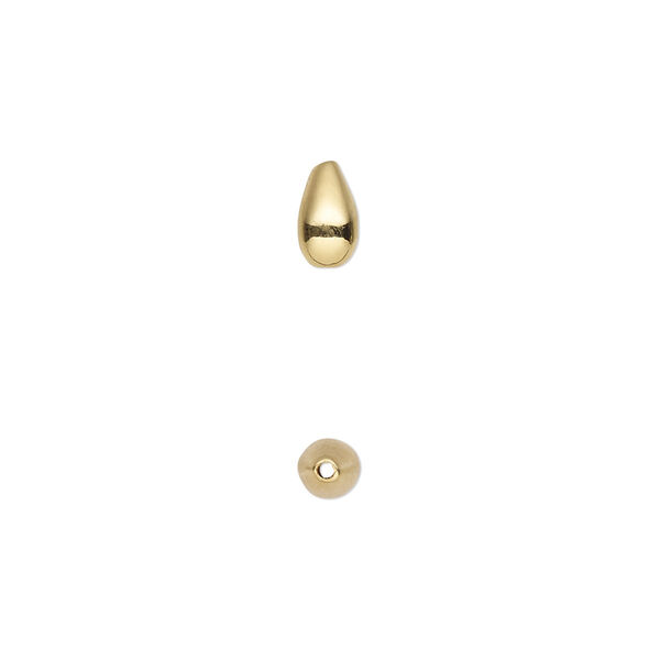 Bead, gold-plated sterling silver, 7x4mm teardrop. Sold individually. image number 0