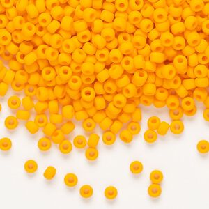 Seed bead, Miyuki, glass, pkg/250g, #8 rocaille, opaque matte mandarin orange (RR-405F).