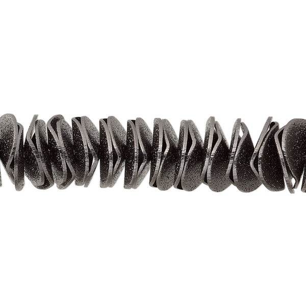 Bead, gunmetal-plated brass, 10x2.5mm textured wavy rondelle. Sold per pkg of 30. image number 0