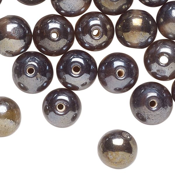 Bead, glass, translucent grey, 10x9mm-11x10mm. Sold per 2-ounce pkg, approximately 40 beads. image number 0