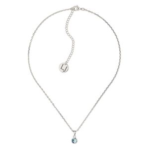 Necklace, Everyday Jewelry™, Crystal Passions® and silver-plated "pewter", aquamarine, 7.5mm round, 16 inches with 2-1/2 inch extender chain and lobster claw clasp. Sold individually.