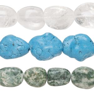 Multi-gemstone / glass 1pkg3, nugget bead 13 inch mix large
