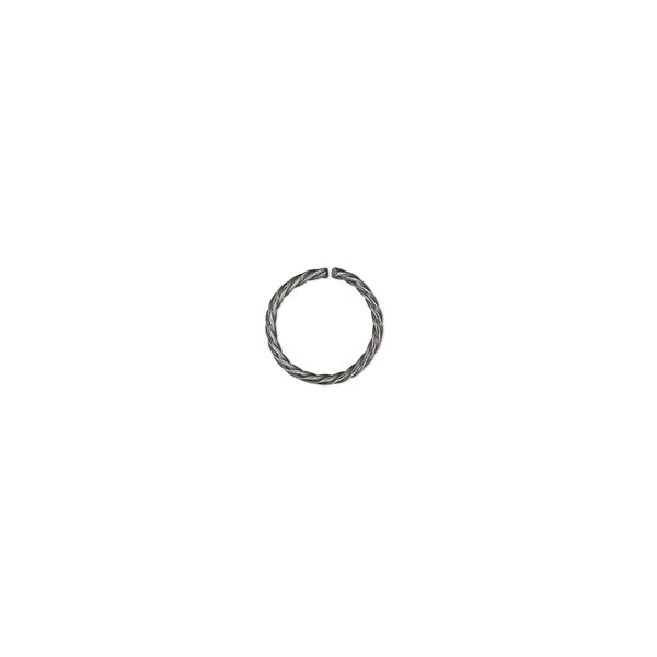 Jump ring, antique silver-plated brass, 8mm twisted round, 6.7mm inside diameter, 20 gauge. Sold per pkg of 100. image number 0