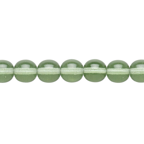 Bead, Czech glass druk, transparent mint, 8mm round. Sold per 15-1/2" to 16" strand, approximately 50 beads. image number 0