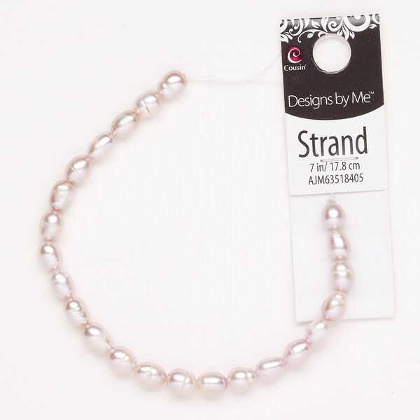 Pearl cultured freshwater pearl 1pk 5-6mm rice, mauve 7 inch natural image number 0