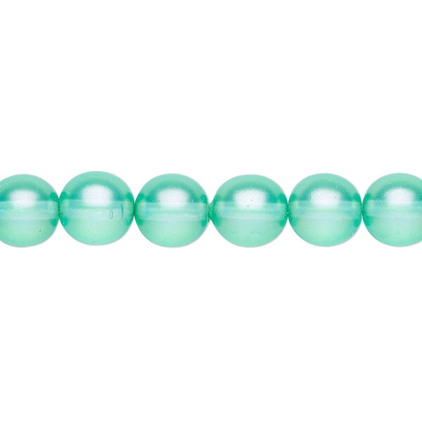 Bead, Czech pressed glass, pearlized ocean blue, 8mm round. Sold per 15-1/2" to 16" strand, approximately 50 beads. image number 0