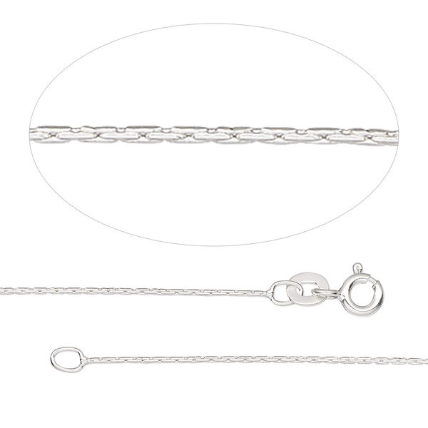 Chain, Gossamer™, sterling silver, 0.7mm round cable, 16 inches with springring clasp. Sold individually. image number 0