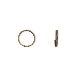 Split ring, antique brass-finished steel, 10mm round with 8.5mm inside diameter. Sold per pkg of 100.