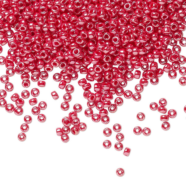 Seed bead, Miyuki, glass, pkg/250g, #11 rocaille, opaque luster cadillac red, (RR-425). image number 0