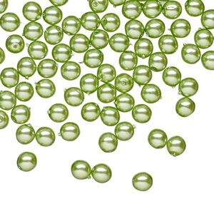 Bead druk Czech pearl-coated glass 100pk 4mm round, opaque light green
