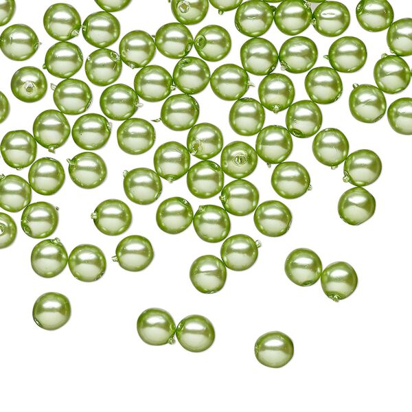 Bead druk Czech pearl-coated glass 100pk 4mm round, opaque light green image number 0