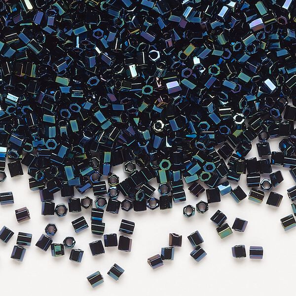 Seed bead, Miyuki, glass, pkg/7.5g, #11 2-cut hex, opaque metallic iris dark blue, (HEX-452). image number 0