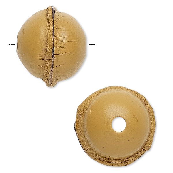 Bead, leather, natural, 16.5-20.5mm smooth round. Sold individually. image number 0