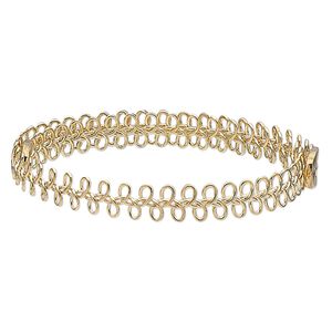Bracelet component, gold-finished carbon steel memory wire, 8mm wide with 120 loops, adjustable from 8 to 9 inches. Sold individually.