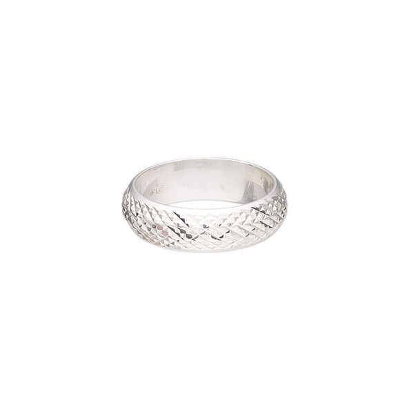 Ring, sterling silver, 6mm wide with diamond-cut cross-hatched design, size 7. Sold individually. image number 0