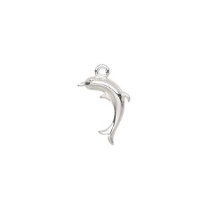 Charm, sterling silver, 15x9mm dolphin. Sold individually.
