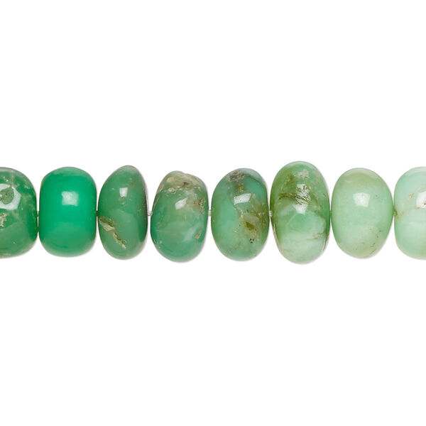Bead, chrysoprase (natural), 8x5mm-11x8mm hand-cut rondelle with 0.4-1.4mm hole, C grade, Mohs hardness 6-1/2 to 7. Sold per 14-inch strand. image number 0