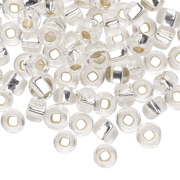 Seed bead, Preciosa Ornela Czech glass, pkg/500g, #2 rocaille, transparent silver-lined clear, (78102). image number 0