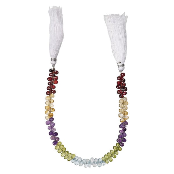 Multi-gemstone 1pkg1, hand-cut top-drilled faceted teardrop bead, 8 inch 6x3-7x4mm image number 2