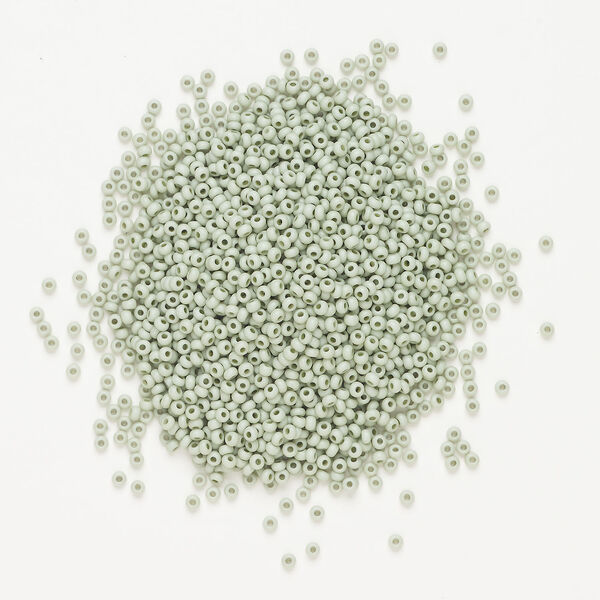 Seed bead, Preciosa Ornela Czech glass, 1pkg50g, 2.8-3.2mm rocaille, opaque matte terra dyed lichen chalkwhite (06452) image number 1