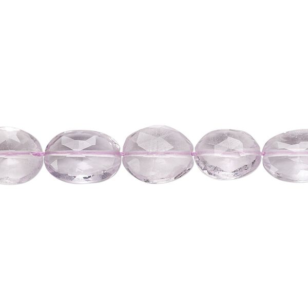 Bead, lavender amethyst (natural), 10x8mm-13x9mm hand-cut faceted puffed oval, B grade, Mohs hardness 7. Sold per 8-inch strand. image number 0