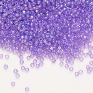 Seed bead, Preciosa Ornela Czech glass, pkg/500g, #11 rocaille, translucent solgel dyed rainbow violet, (41123).