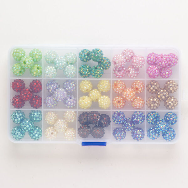 Bead assortment acrylic, 75pk 12mm bumpy round, assorted colors image number 0