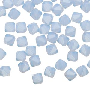 Bead 24pk light sapphire opal, Preciosa Czech crystal 6mm bicone