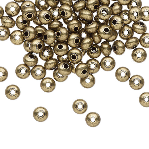 Bead, antique gold-plated brass, 4.5x3mm saucer. Sold per pkg of 100. image number 0
