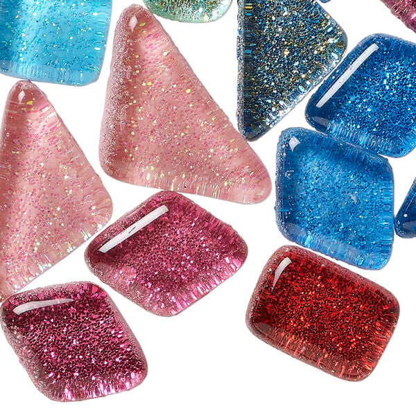 Glass mosaic mix 1pkg1, glitter paint art glass 1/4 lb mix multicolored 10-25mm image number 0