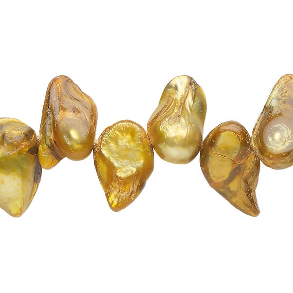 Pearl 1pkg1 freshwater, top-drilled baroque, 15 inch antique gold 7x5mm-18x11mm cultured image number 0