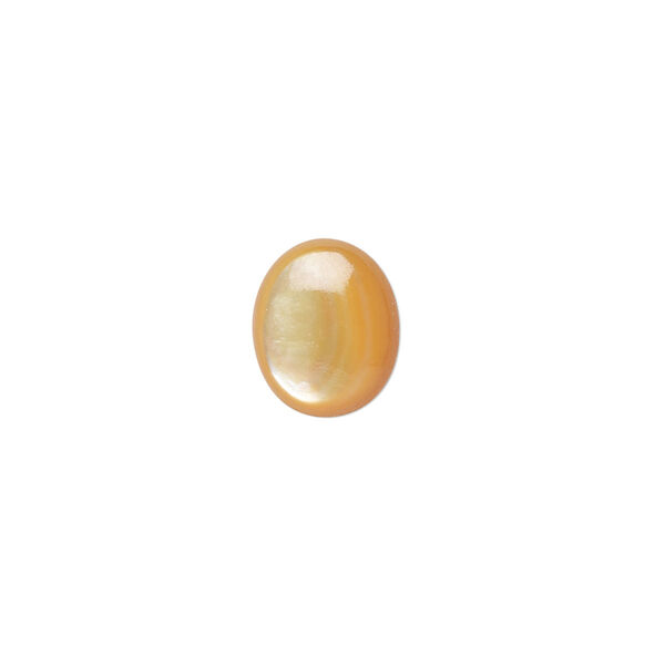 Cabochon, gold lip shell (natural), 12x10mm calibrated oval, Mohs hardness 3-1/2. Sold per pkg of 2. image number 0